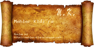 Mehler Klára névjegykártya